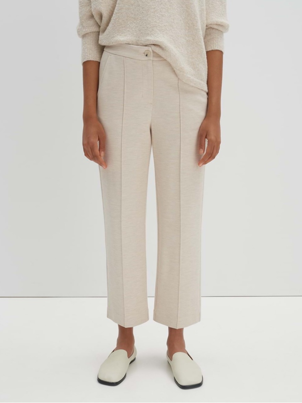 MaxMara Cream Cropped Straight-Leg Knit Pants